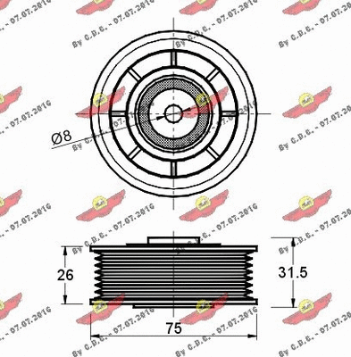 Deflection/Guide Pulley, V-ribbed belt