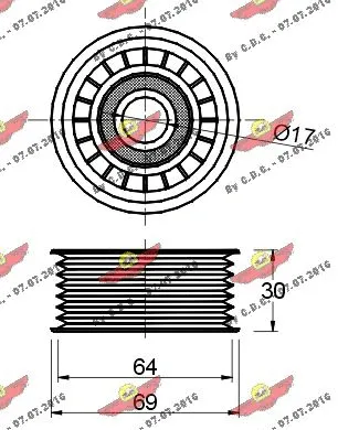 Deflection/Guide Pulley, V-ribbed belt