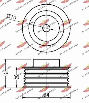 Deflection/Guide Pulley, V-ribbed belt