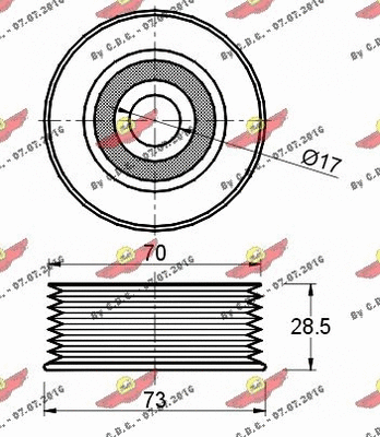 Deflection/Guide Pulley, V-ribbed belt