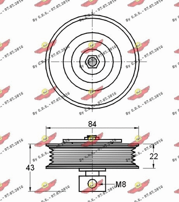 Deflection/Guide Pulley, V-ribbed belt
