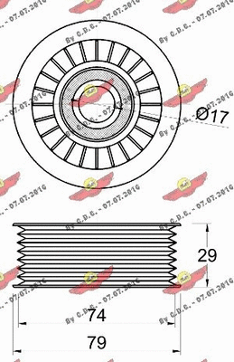Deflection/Guide Pulley, V-ribbed belt
