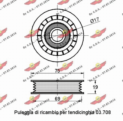 Deflection/Guide Pulley, V-ribbed belt