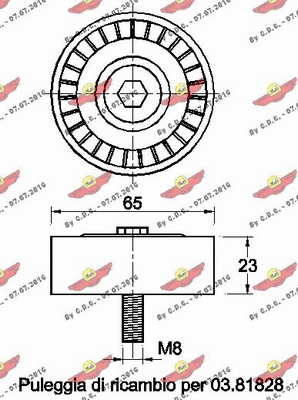Deflection/Guide Pulley, V-ribbed belt