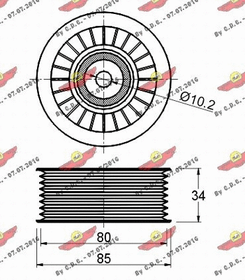 Deflection/Guide Pulley, V-ribbed belt