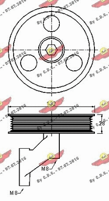 Deflection/Guide Pulley, V-ribbed belt