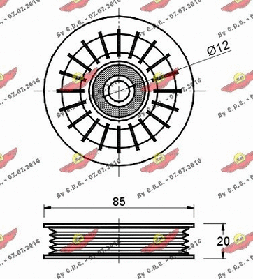 Deflection/Guide Pulley, V-ribbed belt