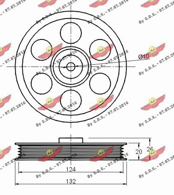 Deflection/Guide Pulley, V-ribbed belt
