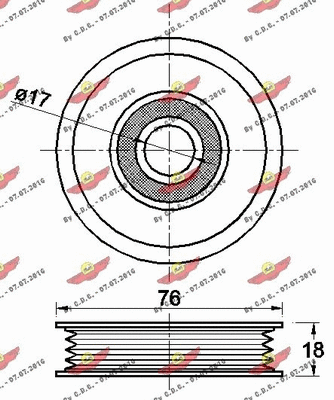 Deflection/Guide Pulley, V-ribbed belt