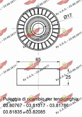 Deflection/Guide Pulley, V-ribbed belt