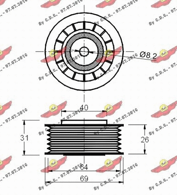 Deflection/Guide Pulley, V-ribbed belt