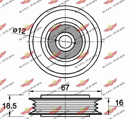 Deflection/Guide Pulley, V-ribbed belt
