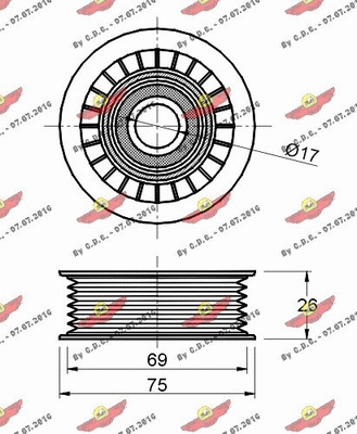 Deflection/Guide Pulley, V-ribbed belt