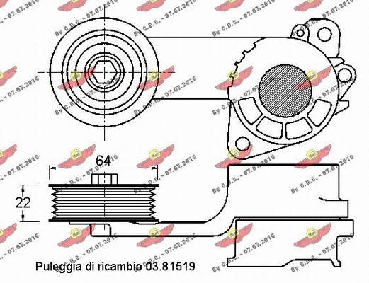 Belt Tensioner, V-ribbed belt