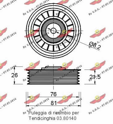 Deflection/Guide Pulley, V-ribbed belt