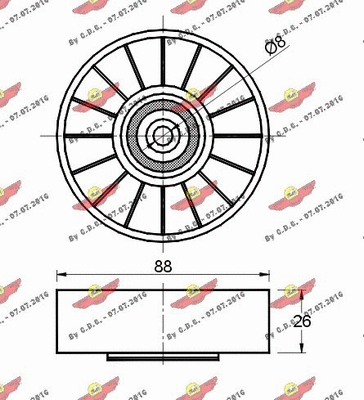 Deflection/Guide Pulley, V-ribbed belt