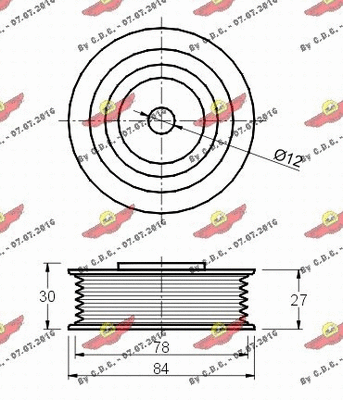 Deflection/Guide Pulley, V-ribbed belt
