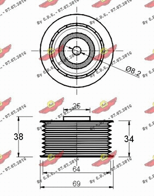 Deflection/Guide Pulley, V-ribbed belt