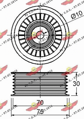 Deflection/Guide Pulley, V-ribbed belt