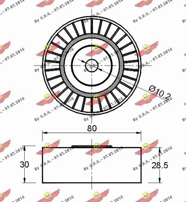 Deflection/Guide Pulley, V-ribbed belt