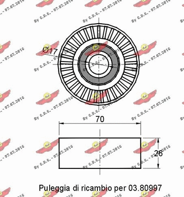 Deflection/Guide Pulley, V-ribbed belt