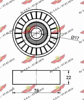Deflection/Guide Pulley, V-ribbed belt