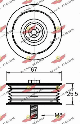 Deflection/Guide Pulley, V-ribbed belt
