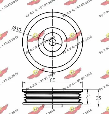 Deflection/Guide Pulley, V-ribbed belt