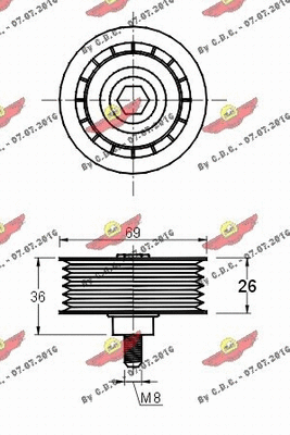 Deflection/Guide Pulley, V-ribbed belt