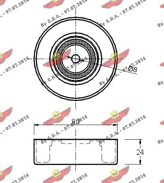Deflection/Guide Pulley, V-ribbed belt