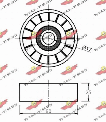 Deflection/Guide Pulley, V-ribbed belt