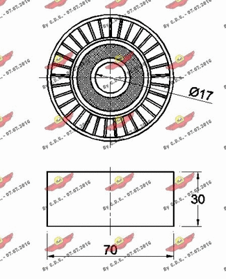 Deflection/Guide Pulley, V-ribbed belt