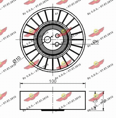 Deflection/Guide Pulley, V-ribbed belt