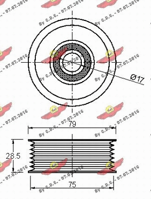 Deflection/Guide Pulley, V-ribbed belt
