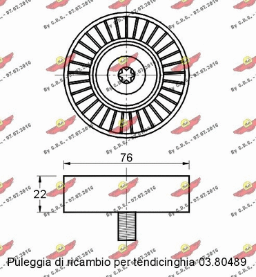 Deflection/Guide Pulley, V-ribbed belt