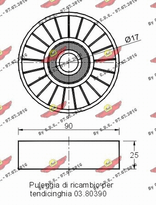 Deflection/Guide Pulley, V-ribbed belt