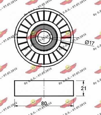Deflection/Guide Pulley, V-ribbed belt