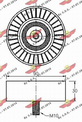 Deflection/Guide Pulley, V-ribbed belt