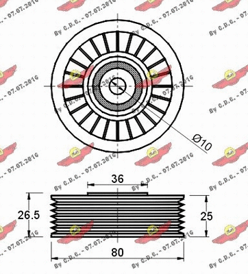 Deflection/Guide Pulley, V-ribbed belt