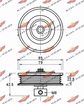 Deflection/Guide Pulley, V-ribbed belt