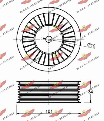 Deflection/Guide Pulley, V-ribbed belt