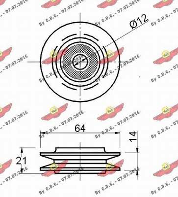 Deflection/Guide Pulley, V-ribbed belt