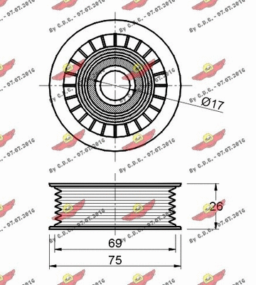 Deflection/Guide Pulley, V-ribbed belt