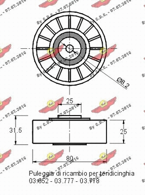 Deflection/Guide Pulley, V-ribbed belt
