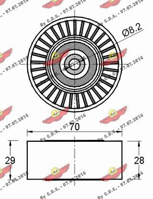 Deflection/Guide Pulley, V-ribbed belt