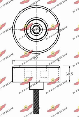 Deflection/Guide Pulley, V-ribbed belt