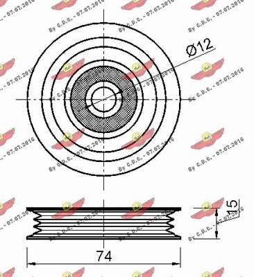 Deflection/Guide Pulley, V-ribbed belt