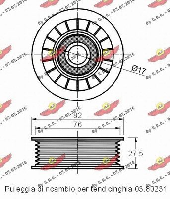 Deflection/Guide Pulley, V-ribbed belt