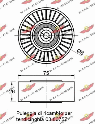 Deflection/Guide Pulley, V-ribbed belt