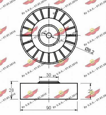 Deflection/Guide Pulley, V-ribbed belt